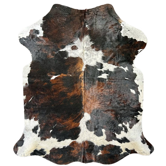 Large Tricolor Cowhide Rug S613 - 6x 6.8 ft