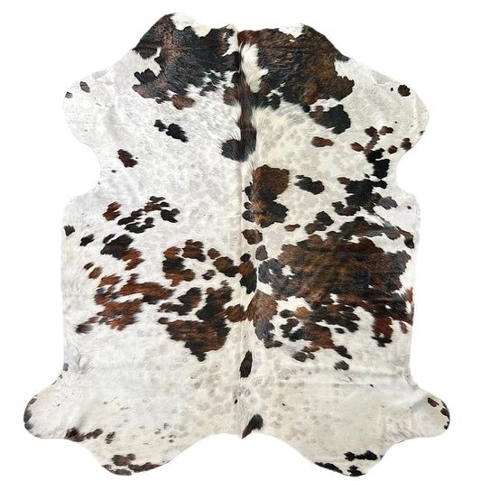 Large Tricolor Cowhide Rug S617 - 6.8x 7 ft