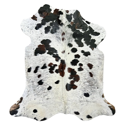 Large Tricolor Cowhide Rug S618 - 6.4x7.3 ft