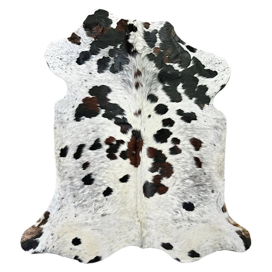 Large Tricolor Cowhide Rug S618 - 6.4x7.3 ft