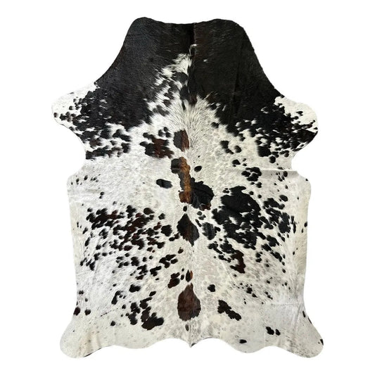 Large Tricolor Cowhide Rug S643 - 5.4 x 6.4 ft