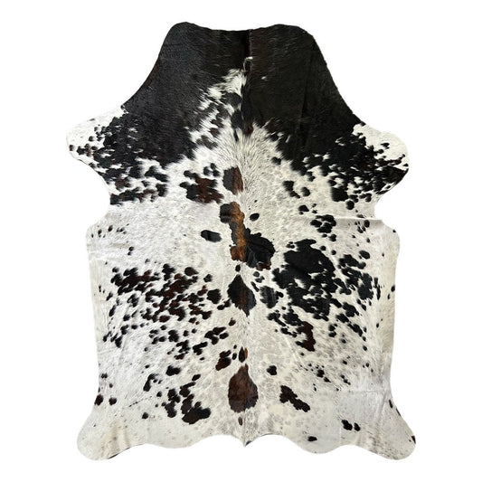 Large Tricolor Cowhide Rug S643 - 5.4 x 6.4 ft