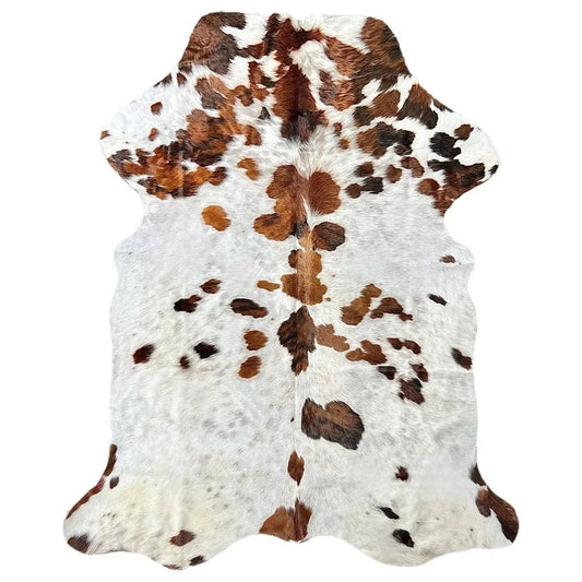 Large Tricolor Cowhide Rug S649 - 5.11 x 7.2 ft