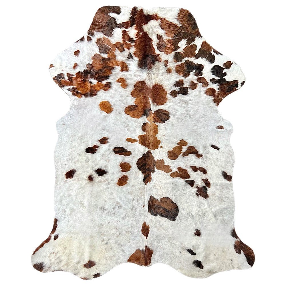 Large Tricolor Cowhide Rug S649 - 5.11 x 7.2 ft