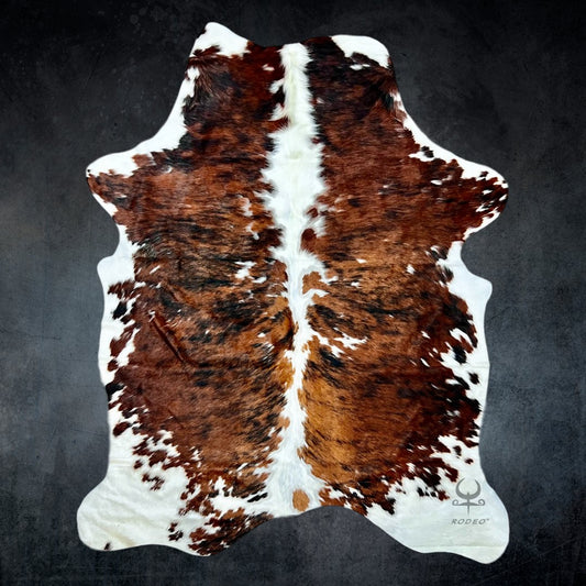 Large Tricolor Cowhide Rug Size 5 x 6 ft - 4927 - Rodeo Cowhide Rugs