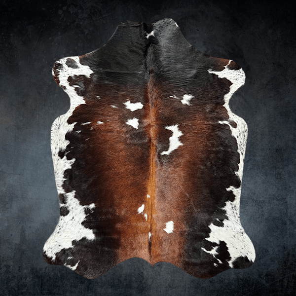 Large Tricolor Cowhide Rug Size 5 x 6.4 ft - 5348P