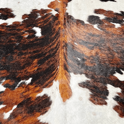 Large Tricolor Cowhide Rug Size 5.10x 7.3 ft - 5338O
