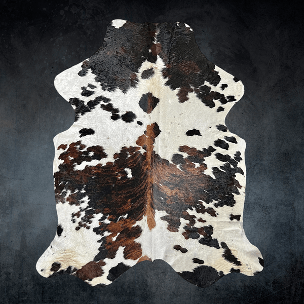 Large Tricolor Cowhide Rug Size 5.10x 7.3 ft - 5338O