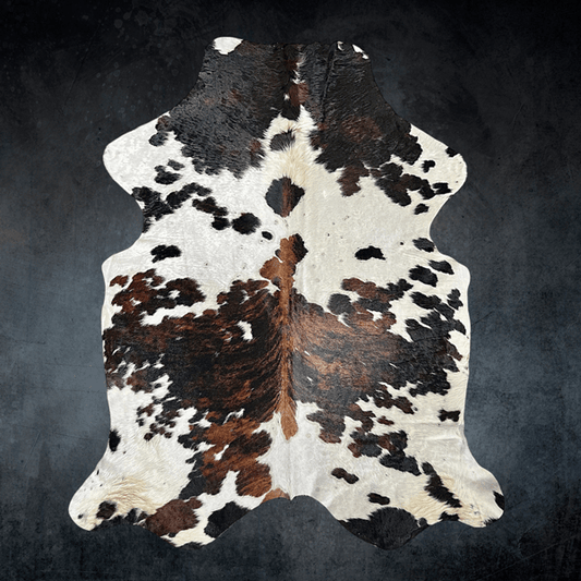 Large Tricolor Cowhide Rug Size 5.10x 7.3 ft - 5338O