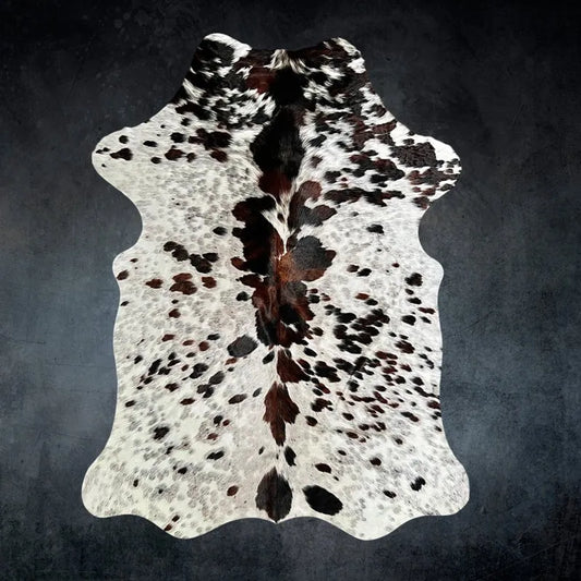 Large Tricolor Cowhide Rug Size 5.1x 6.10 ft - 5303J