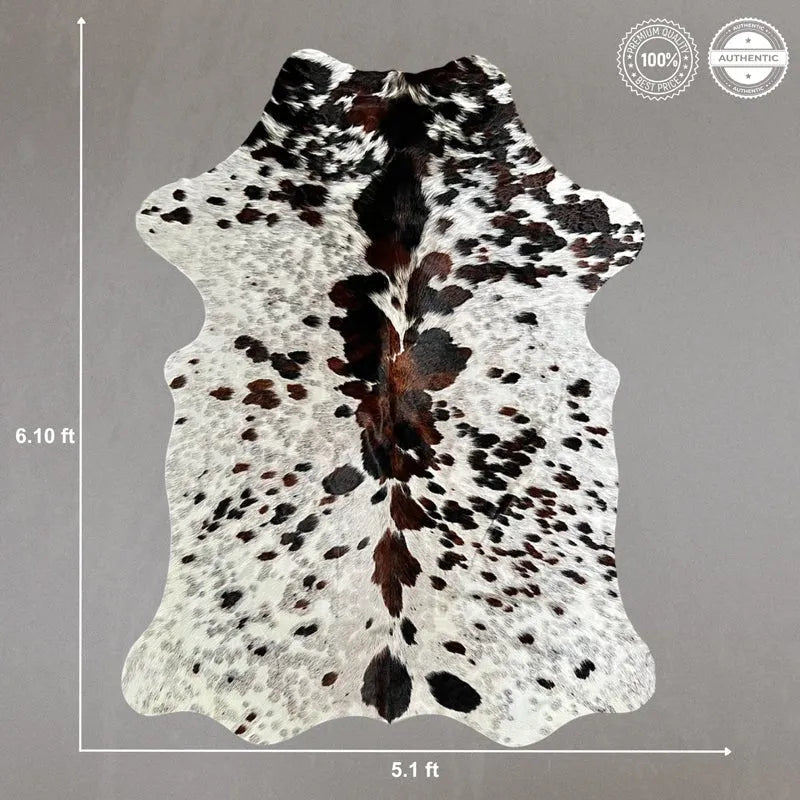 Large Tricolor Cowhide Rug Size 5.1x 6.10 ft - 5303J