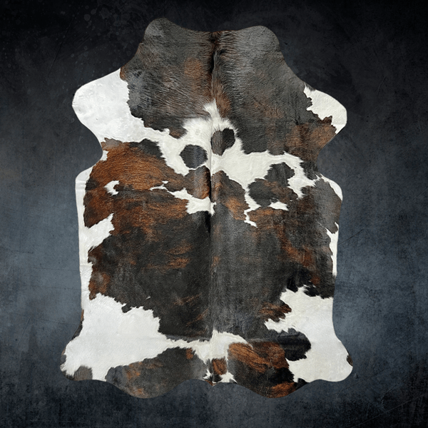 Large Tricolor Cowhide Rug Size 5.5 x 6.8 ft - 5349P