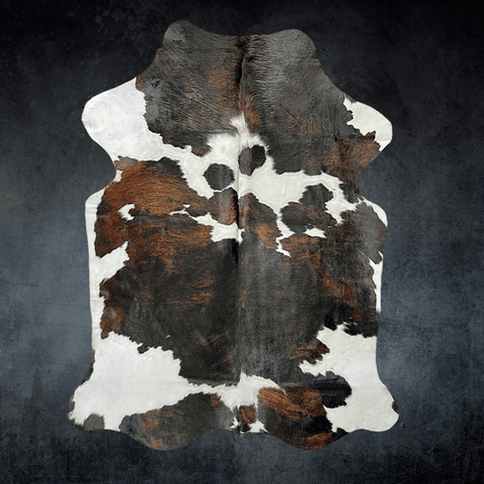 Large Tricolor Cowhide Rug Size 5.5 x 6.8 ft - 5349P