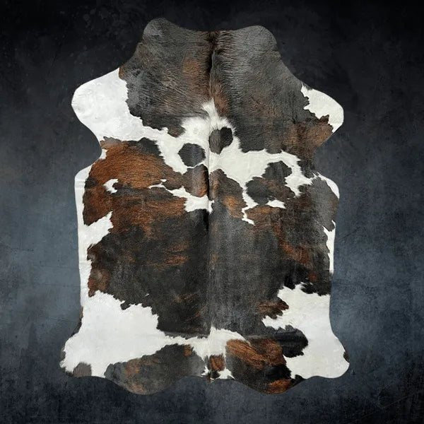 Large Tricolor Cowhide Rug Size 5.5 x 6.8 ft - 5349P