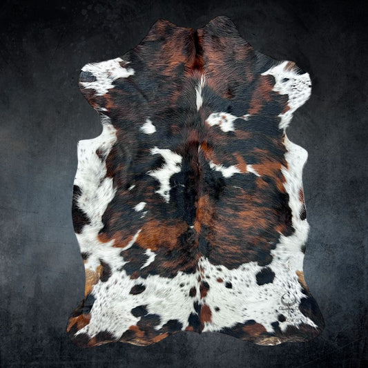 Large Tricolor Cowhide Rug Size 5.6 x 5.9 ft - 4948 - Rodeo Cowhide Rugs