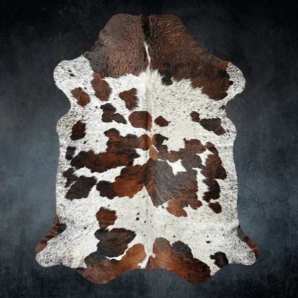Large Tricolor Cowhide Rug Size 5.8 x 6.7 ft - 5350P