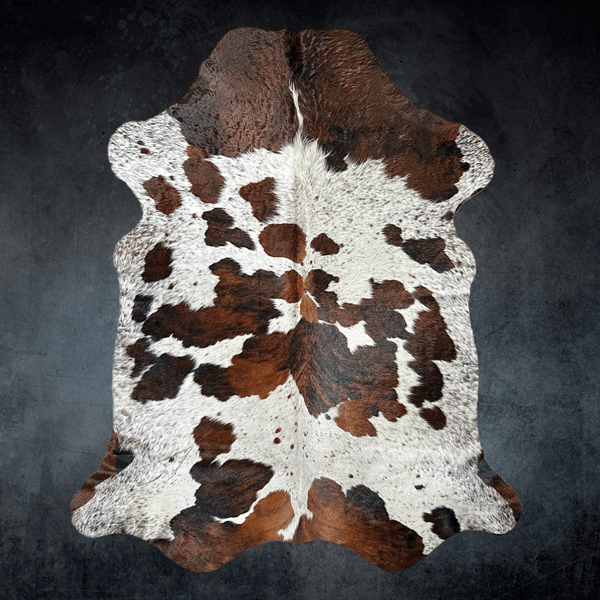 Large Tricolor Cowhide Rug Size 5.8 x 6.7 ft - 5350P