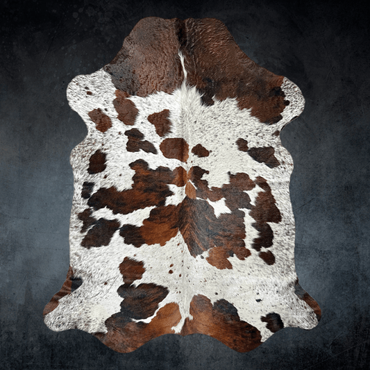 Large Tricolor Cowhide Rug Size 5.8 x 6.7 ft - 5350P