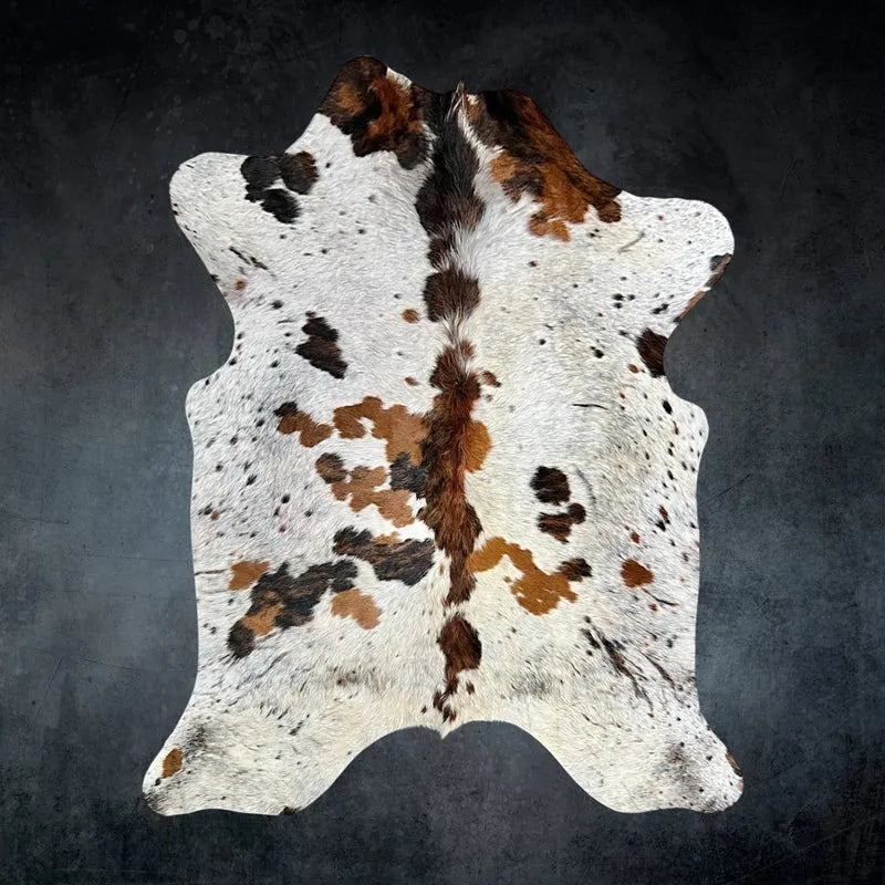 Large Tricolor Cowhide Rug Size 5.8x 6.6 ft - 5304J