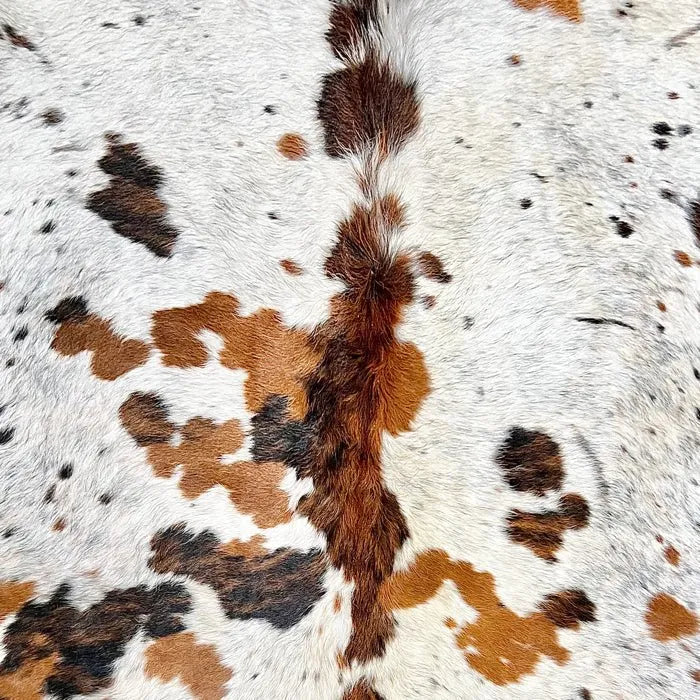 Large Tricolor Cowhide Rug Size 5.8x 6.6 ft - 5304J