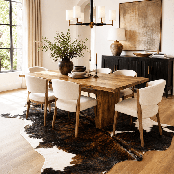 Large Tricolor Cowhide Rug Size 5.9x 6.8 ft - 5336O