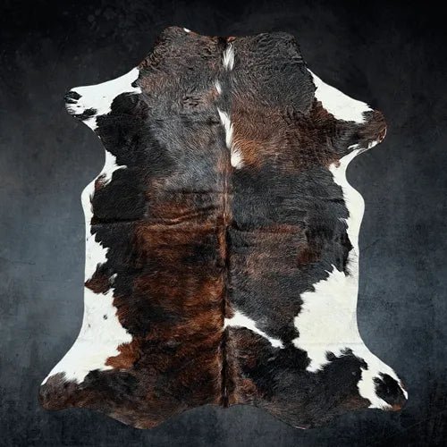 Large Tricolor Cowhide Rug Size 5.9x 6.8 ft - 5336O
