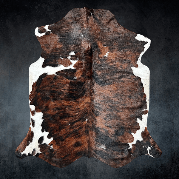 Large Tricolor Cowhide Rug Size 6.1x 7.1 ft - 5335O
