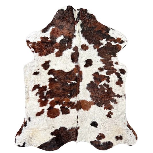 Large Trioclor Cowhide Rug O518 - 5.5x 6.2 ft