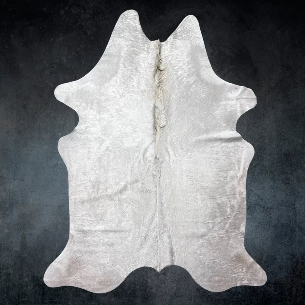 Large White Cowhide Rug Size 5.7x 6.11 ft - 5284