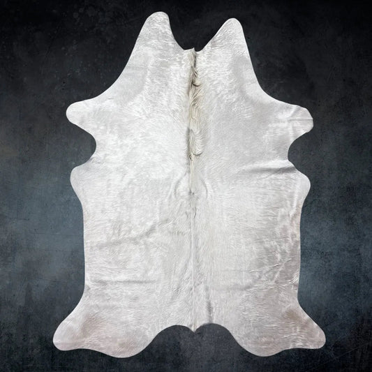 Large White Cowhide Rug Size 5.7x 6.11 ft - 5284