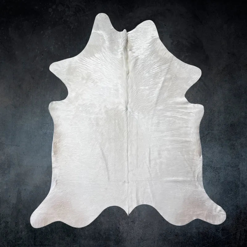 Large White Cowhide Rug Size 6.4x 6.8 ft - 5282