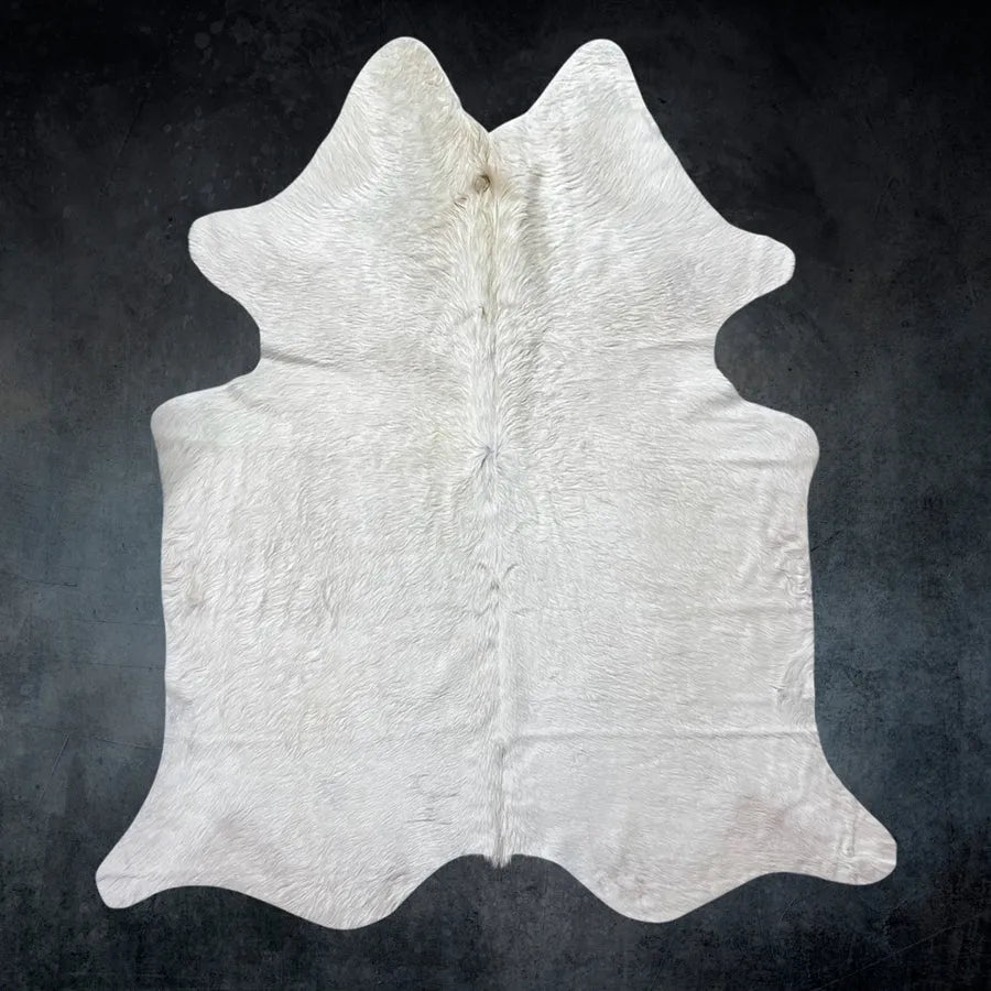 Large White Cowhide Rug Size 6.9x 7.3 ft - 5283