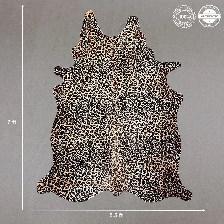 Leopard Print Cowhide Rug Size 5.5x 7 ft - 5244