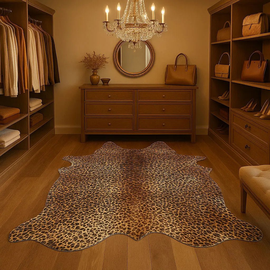 Leopard Print Cowhide Rug Size 5.5x 7 ft - 5244