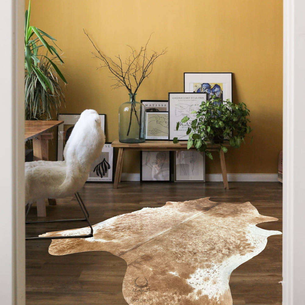 RODEO Vintage Beige Cowhide Rug XL Rodeo Cowhide Rugs