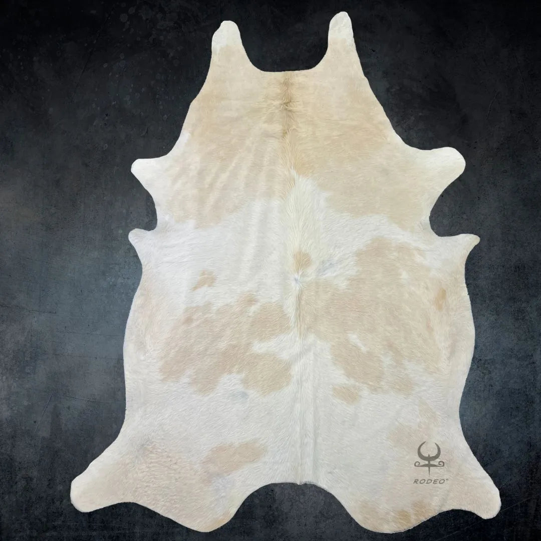 Light Beige and White Cowhide Rug XL