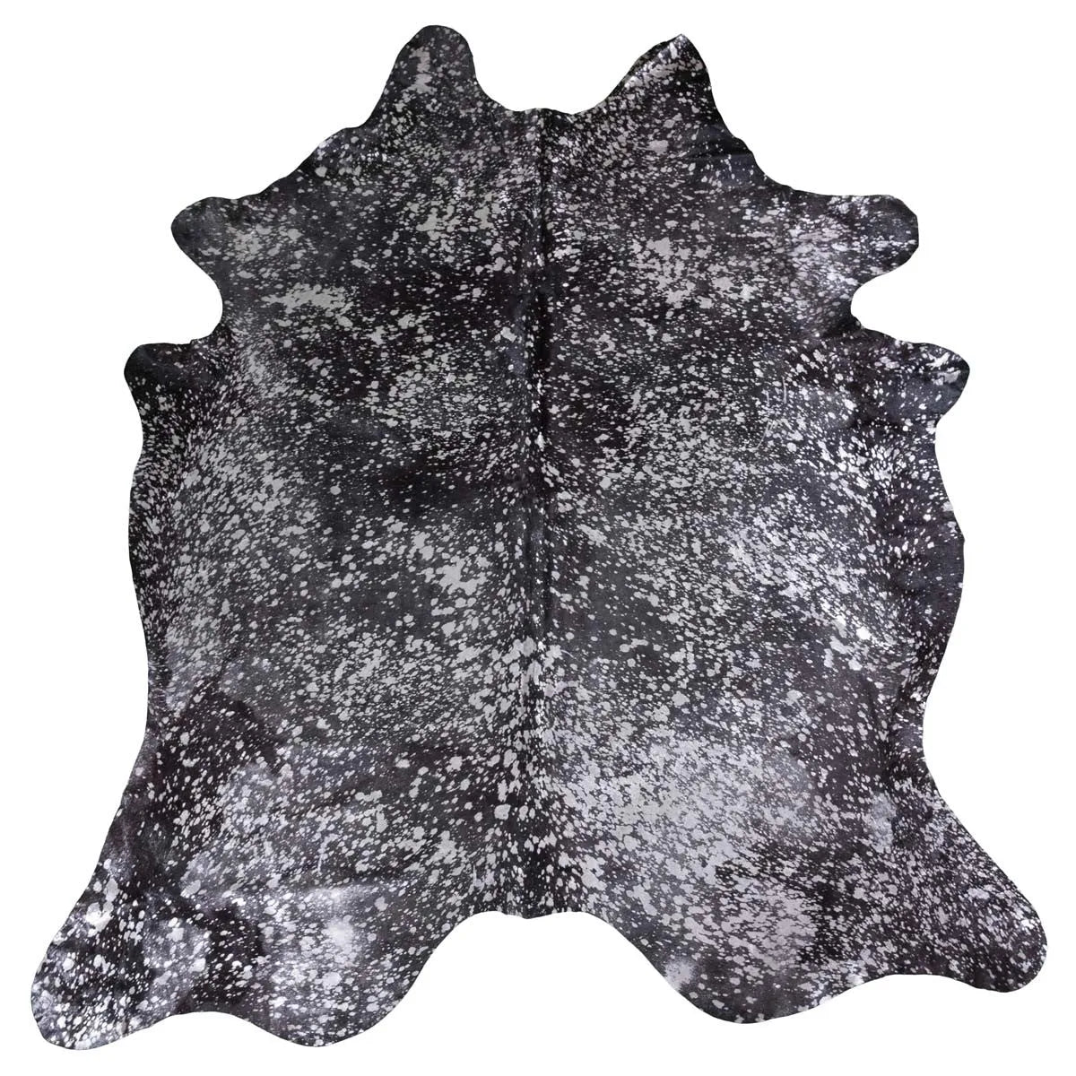 Metallic Silver on Black Cowhide Rug