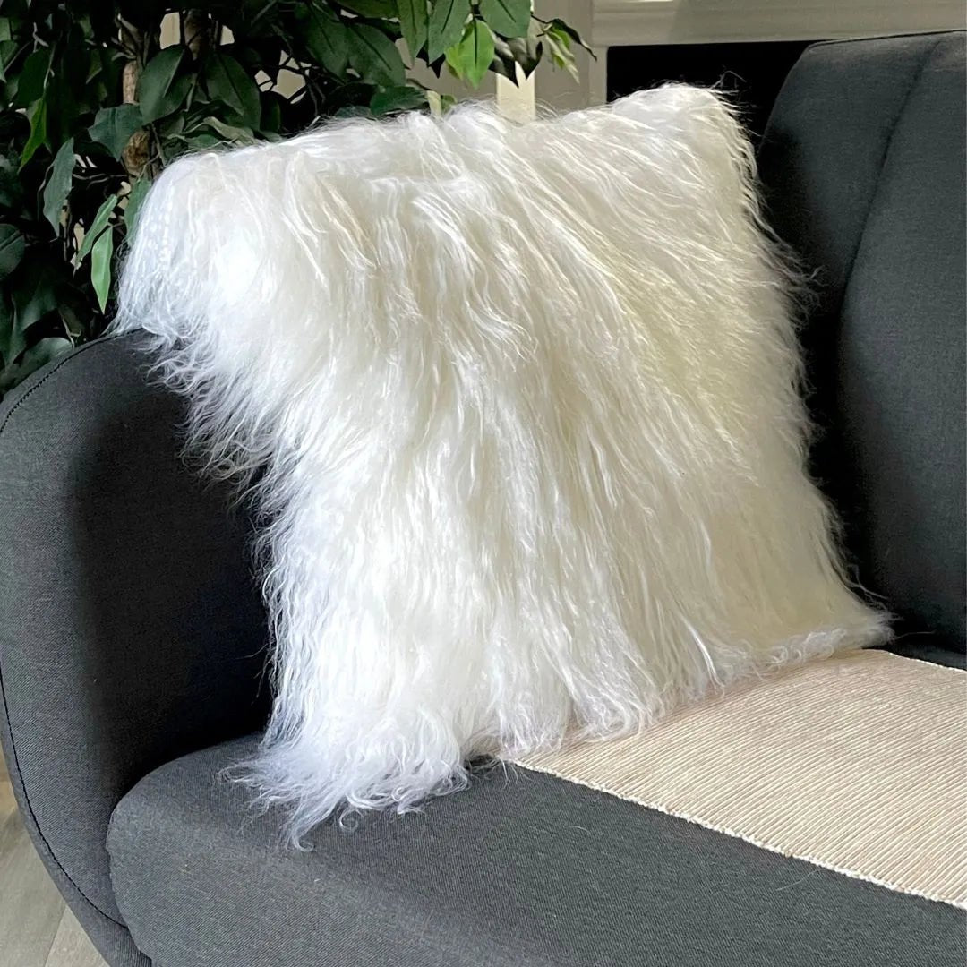 Pillow Cover White Mongolian Fur Pillow Mongolian Faux Fur