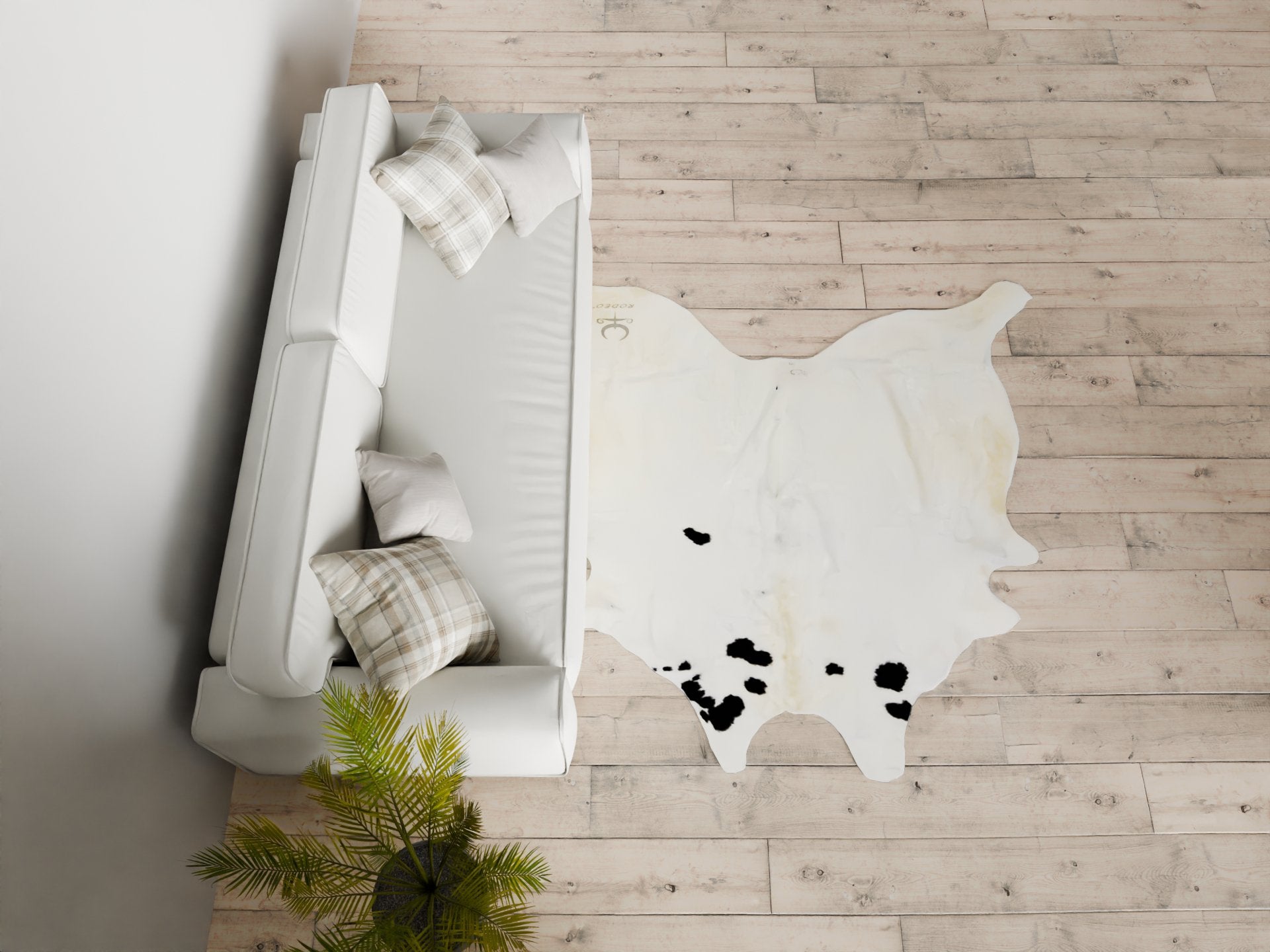 Natural White cowhide with spots - Rodeo Cowhide Rugs