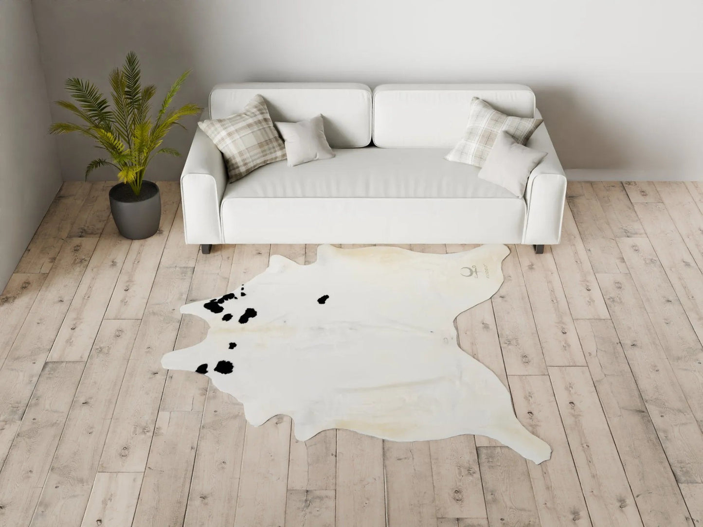 Natural White cowhide with spots