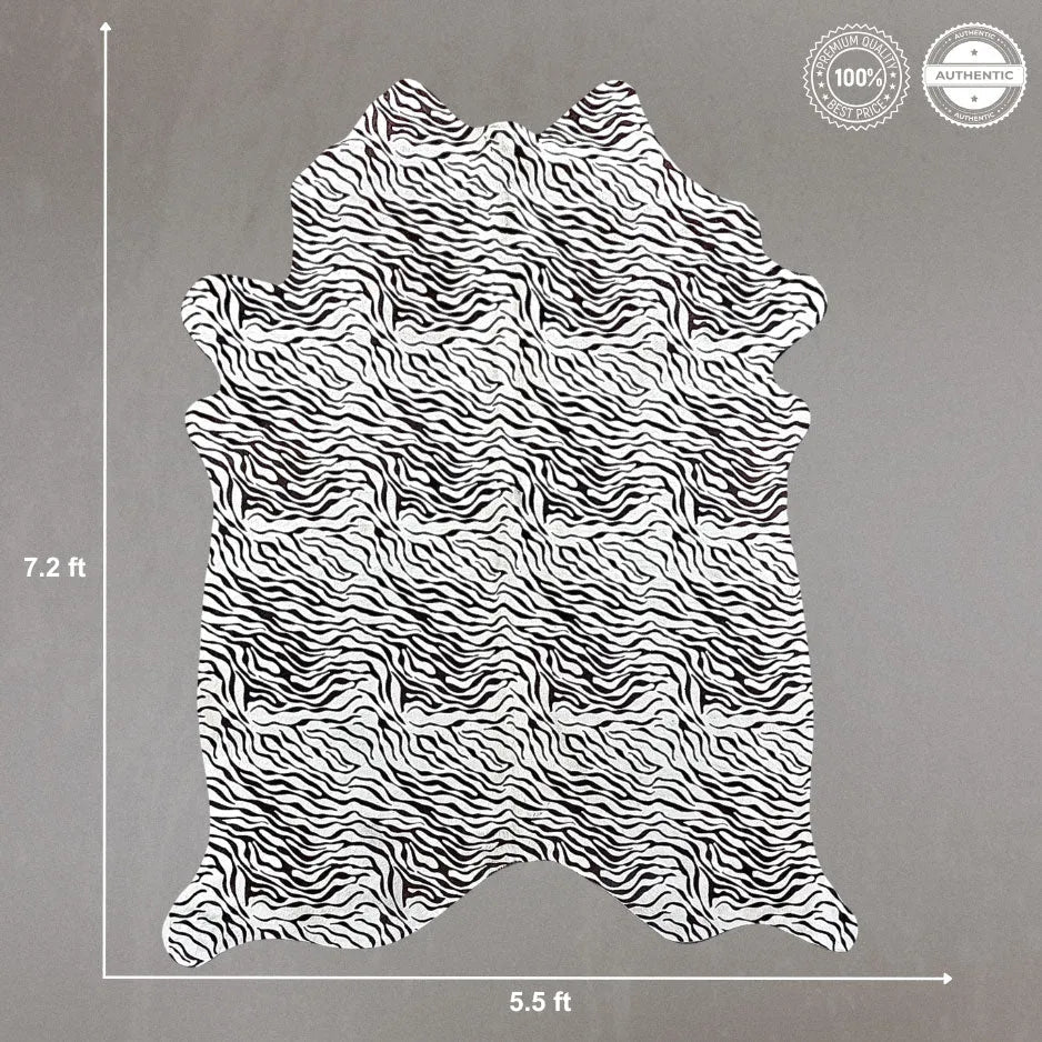Printed baby zebra Cowhide Rug Size 5.5x 7.2 ft - 5243
