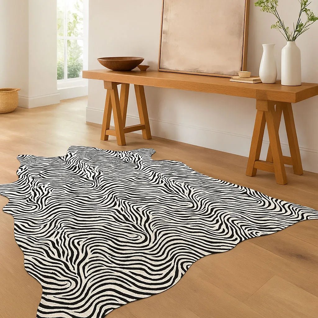Printed baby zebra Cowhide Rug Size 5.5x 7.2 ft - 5243