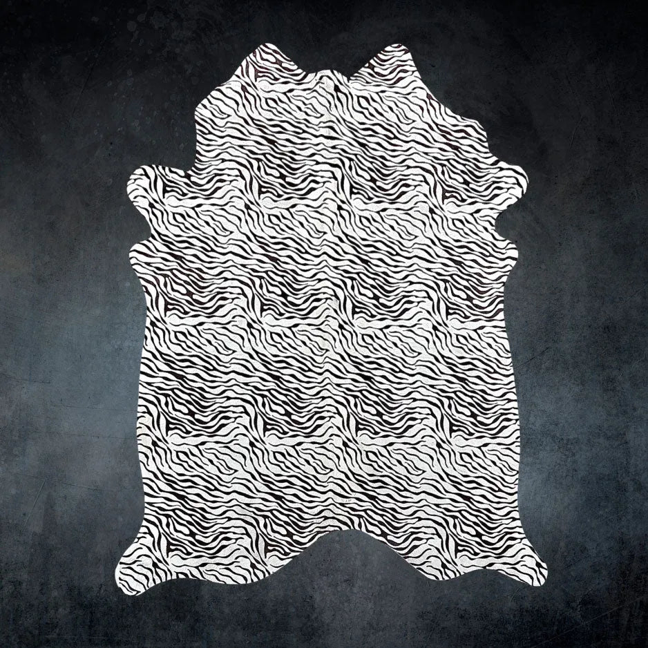 Printed baby zebra Cowhide Rug Size 5.5x 7.2 ft - 5243
