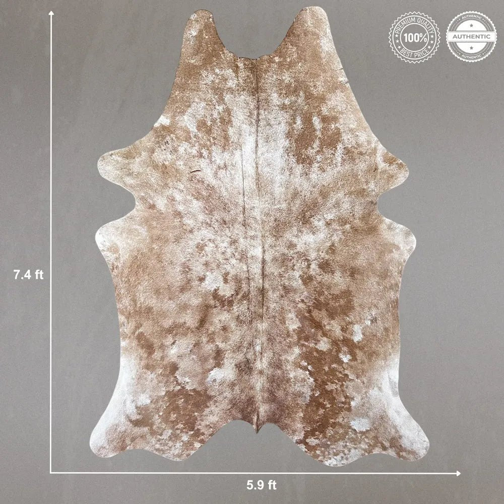 Rustic Brown Cowhide Rug Size 5.9x 7.4 ft - 5285