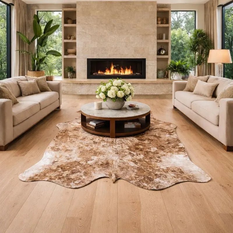 Rustic Brown Cowhide Rug Size 5.9x 7.4 ft - 5285