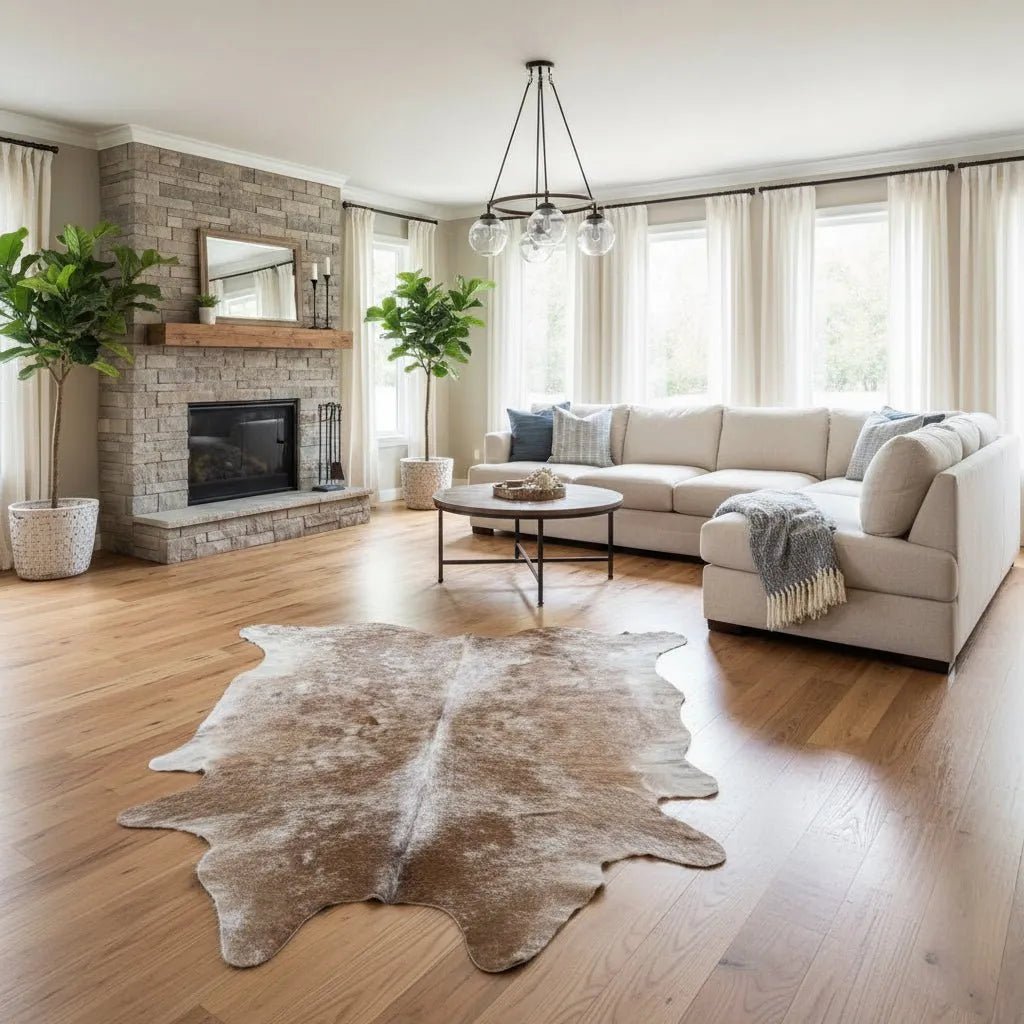 Rustic Brown Cowhide Rug Size 5.9x 7.4 ft - 5285