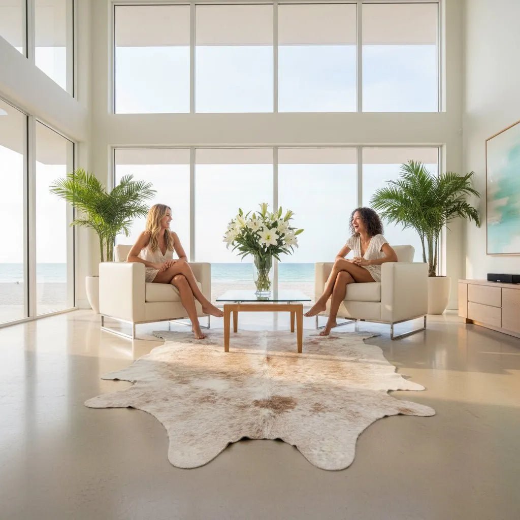 Rustic Brown Cowhide Rug Size 5x 6.3 ft - 5286