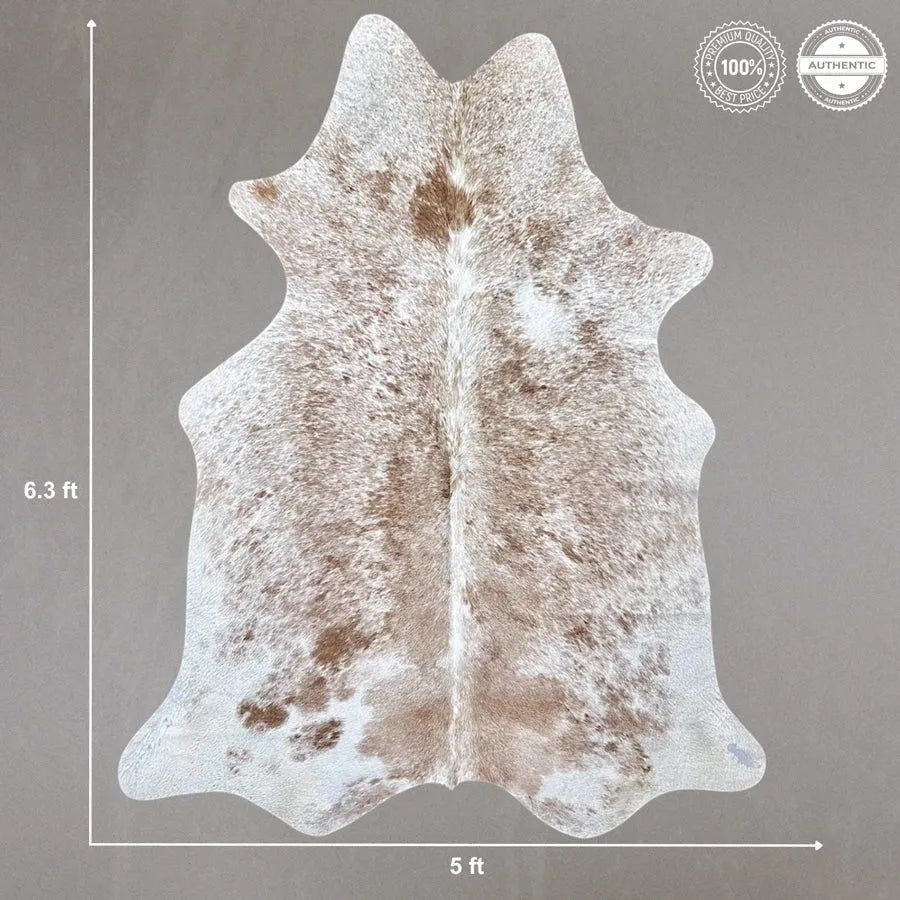 Rustic Brown Cowhide Rug Size 5x 6.3 ft - 5286