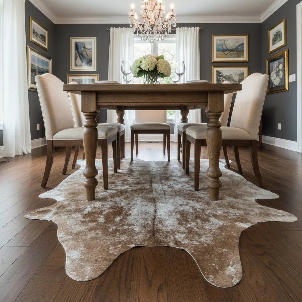 Rustic Brown Cowhide Rug Size 5x 6.3 ft - 5286