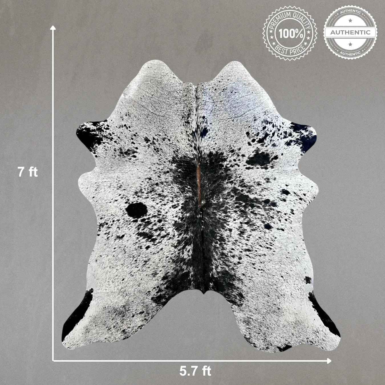 Salt and Pepper Cowhide Size 5.7 x 7 ft - 5136